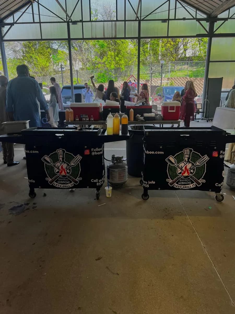 Private hibachi chef catering an event in Houston, Texas